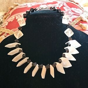Vintage Lucite Black/ Frosted White Necklace